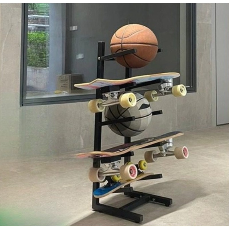 Sports Equipment Organizer - Skateboard Equipment Rack Integrated Design For