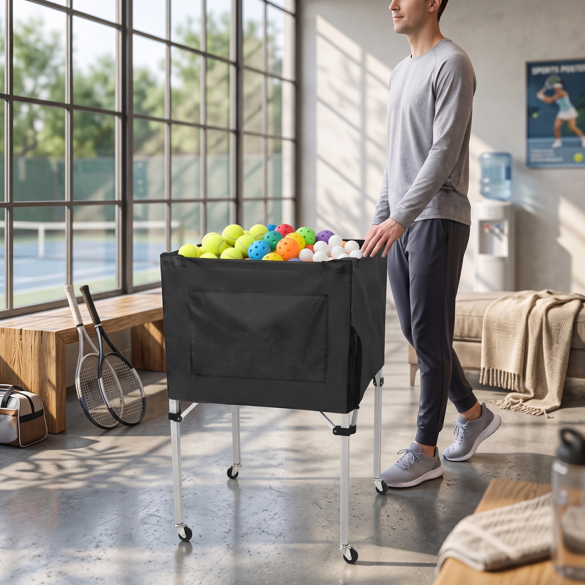 Sports Equipment Organizer - Ball Storage Cart Foldable Folding Ball