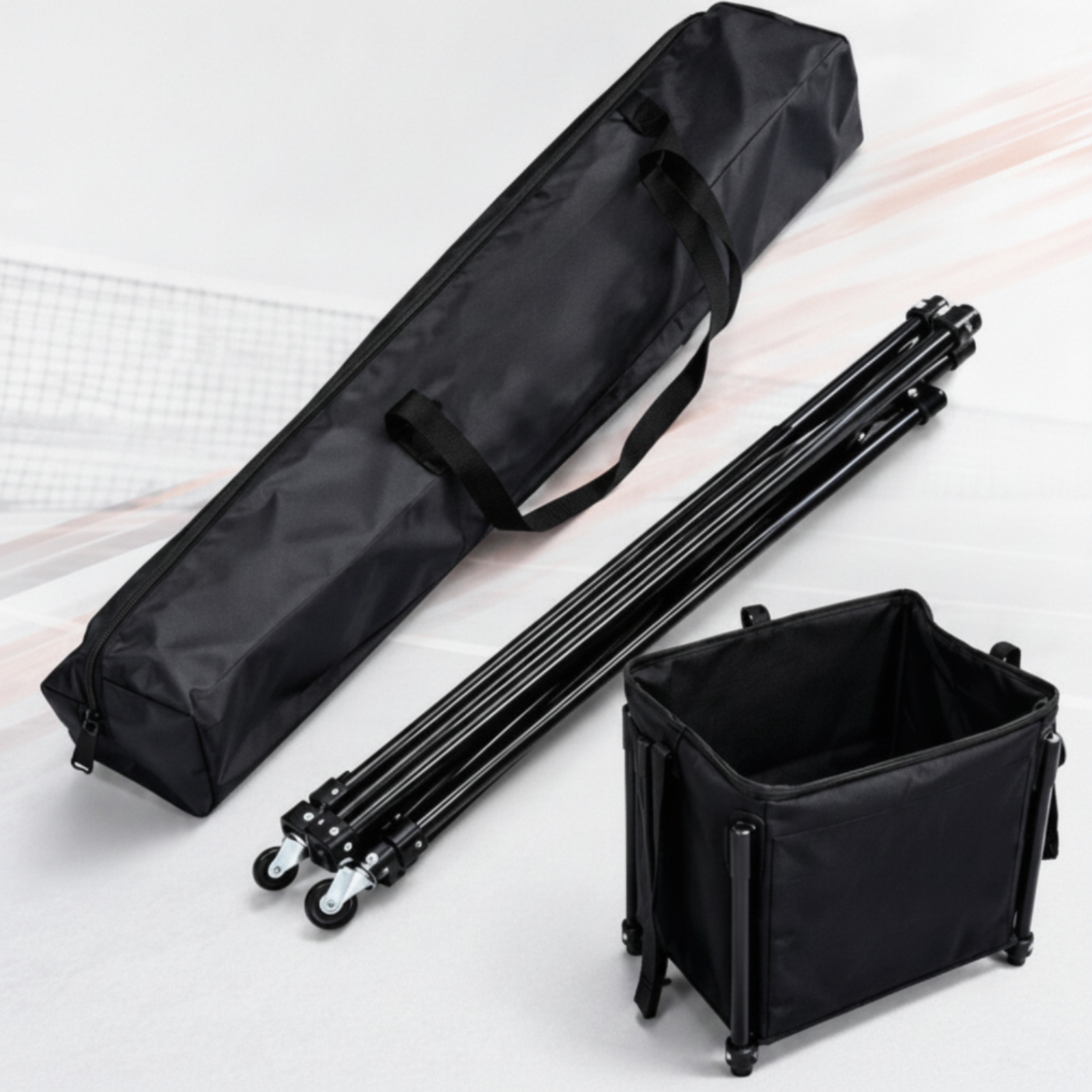 Sports Equipment Organizer - Folding Storage Ball Cart Foldable Ball
