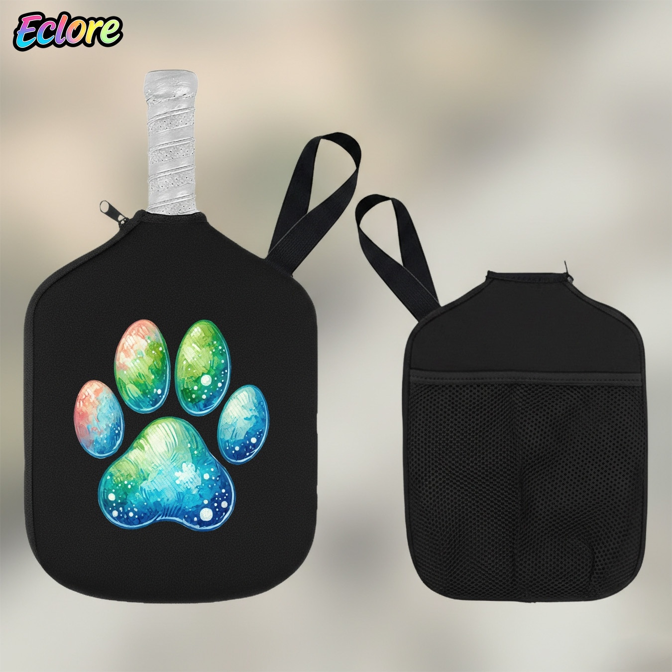 Sports Equipment Game - Watercolor Gradient Cat Paw Print Pickleball