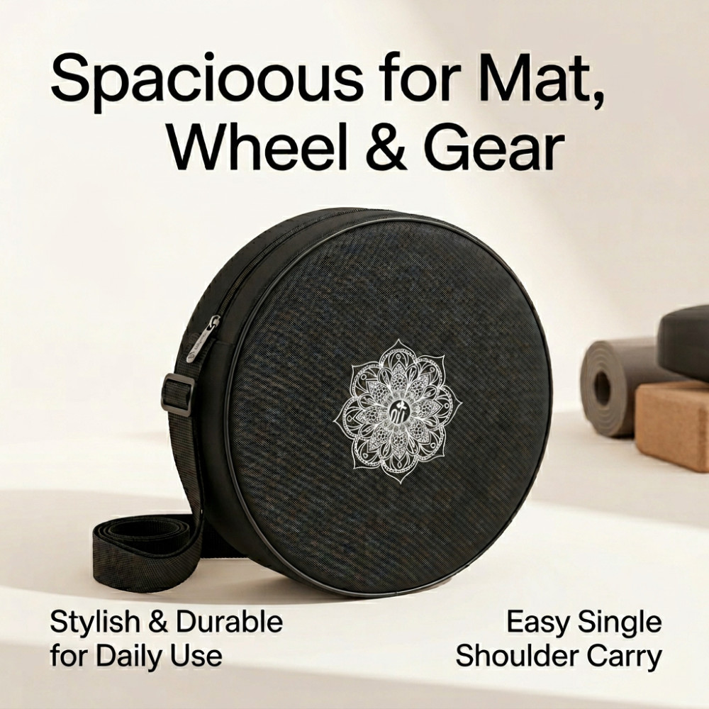 Sports Equipment Bag With Wheels - Yoga Wheel Bag Nylon Black Mandala