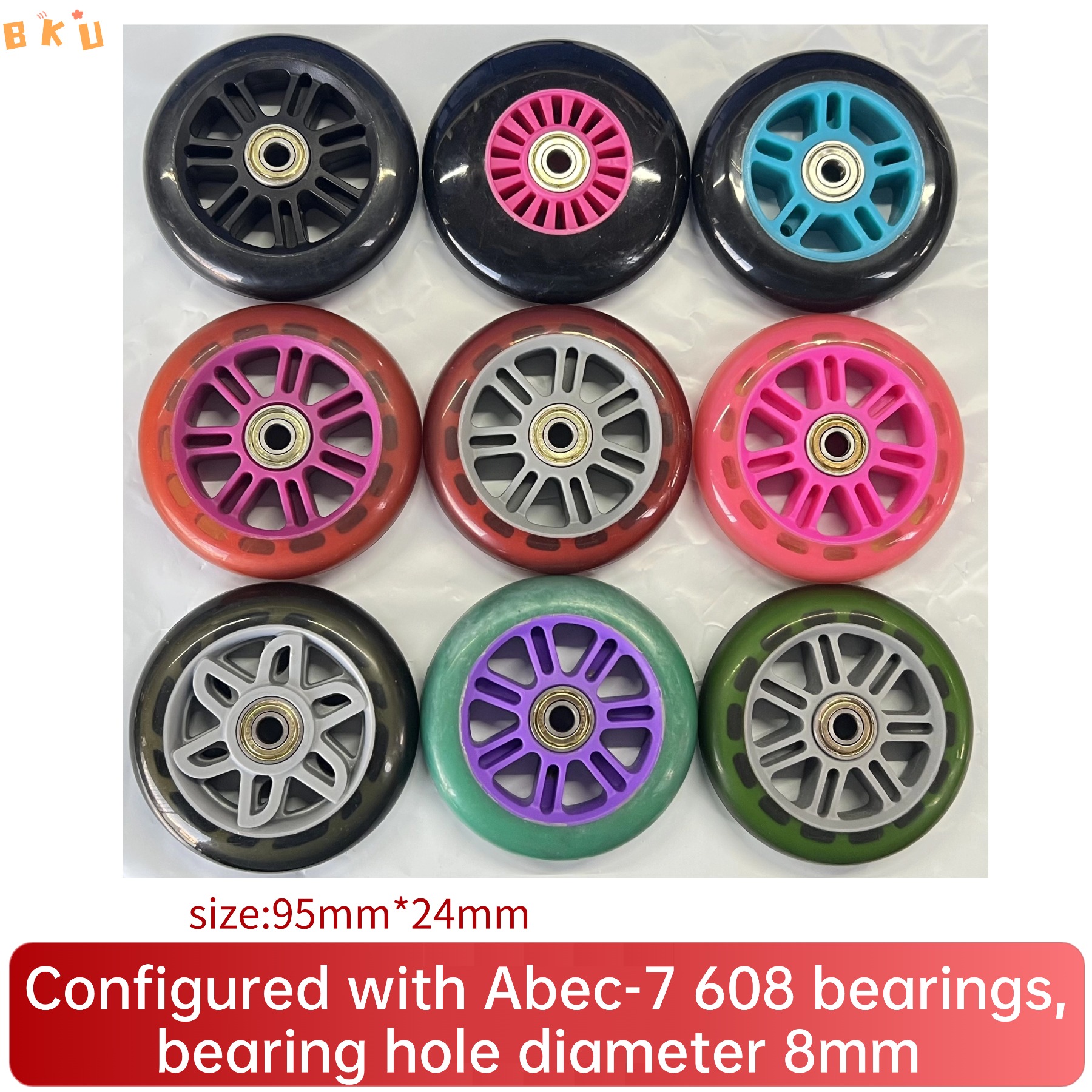 95mm PU Wheels 2-Pack with Bea - Roller Skate Inline review and price