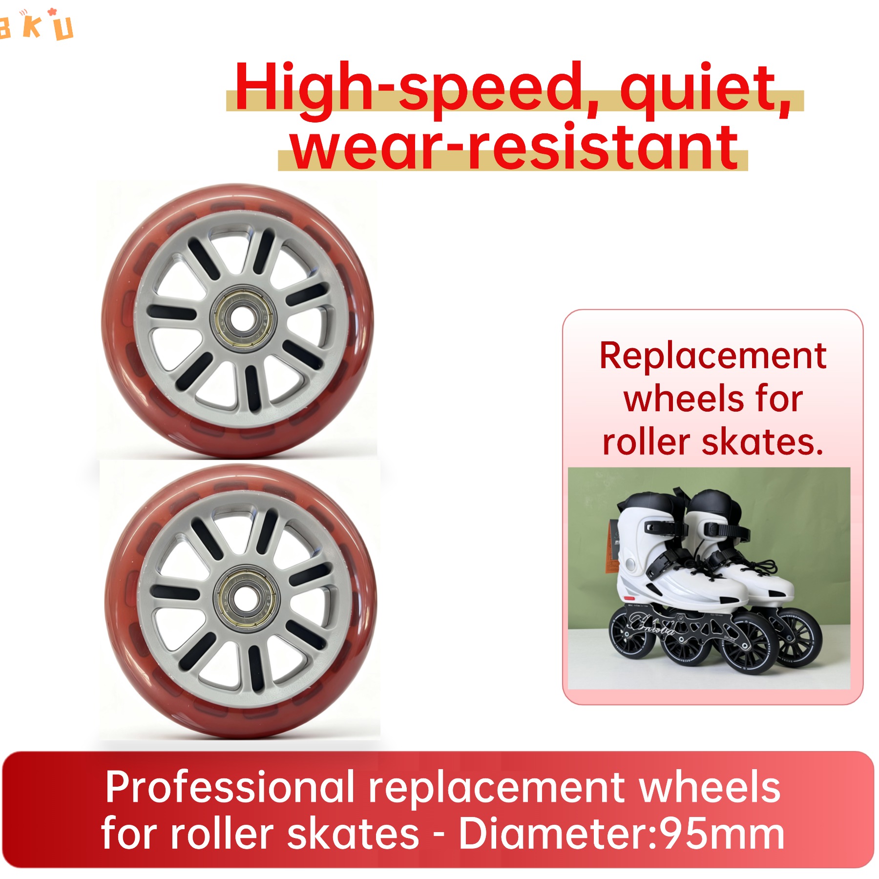 95mm PU Wheels 2-Pack with Bea - Roller Skate Inline review and price