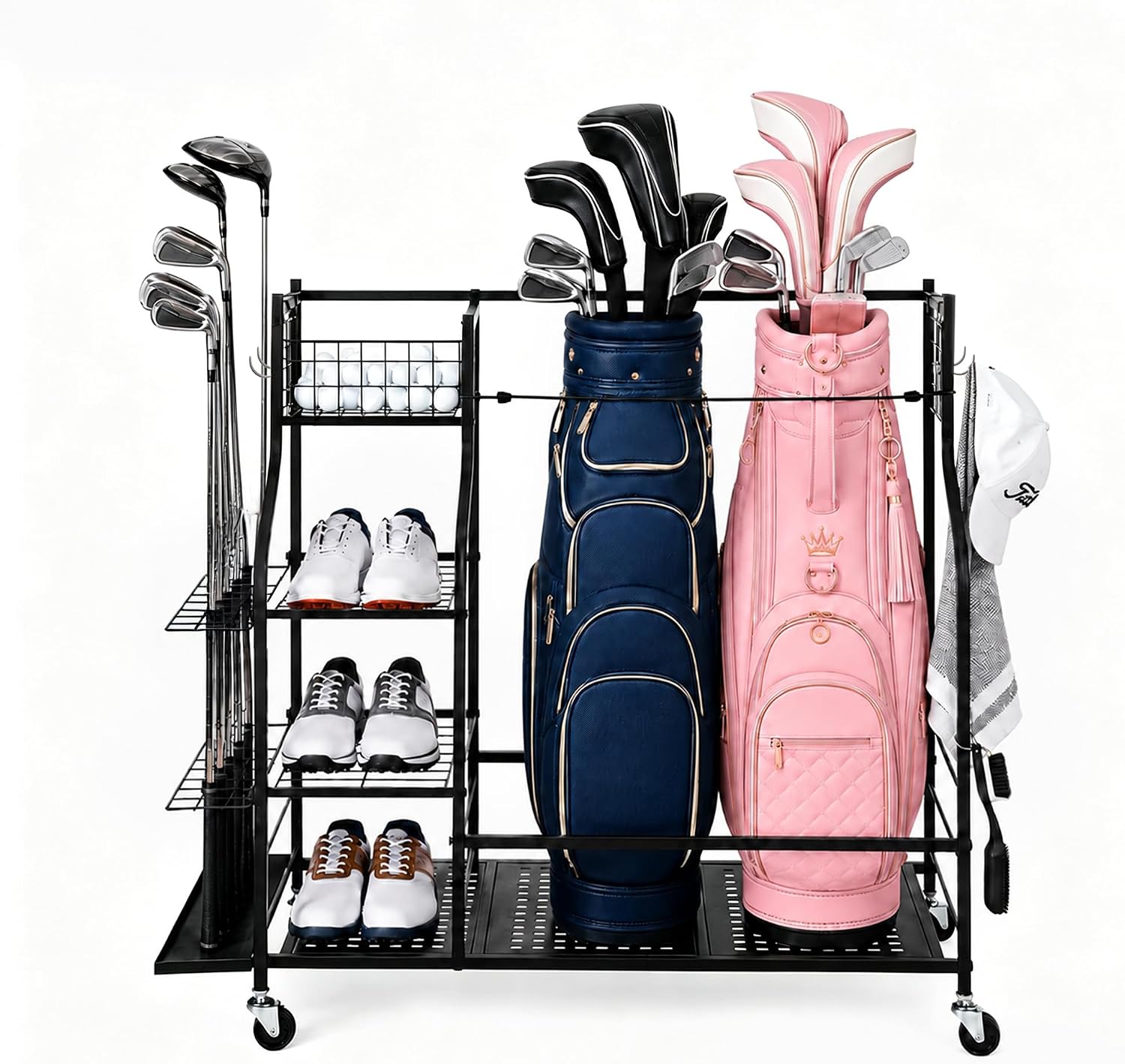Heavy Duty Golf Bag Storage Ra - Sports Equipment Bag With Wheels review and price