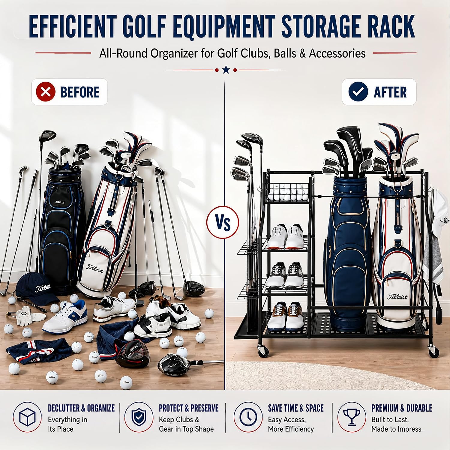 Heavy Duty Golf Bag Storage Ra - Sports Equipment Bag With Wheels review and price