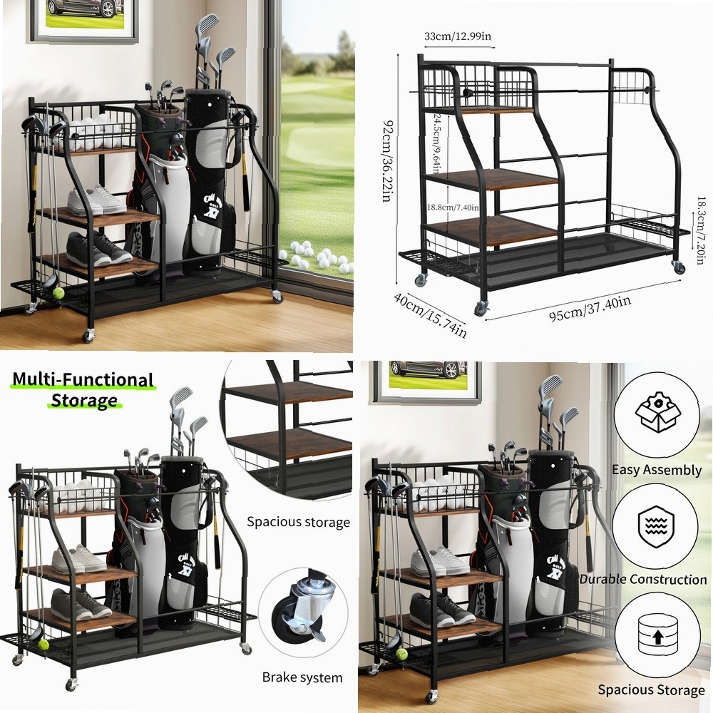 Mobile Golf Bag Rack with Whee - Sports Equipment Bag With Wheels review and price